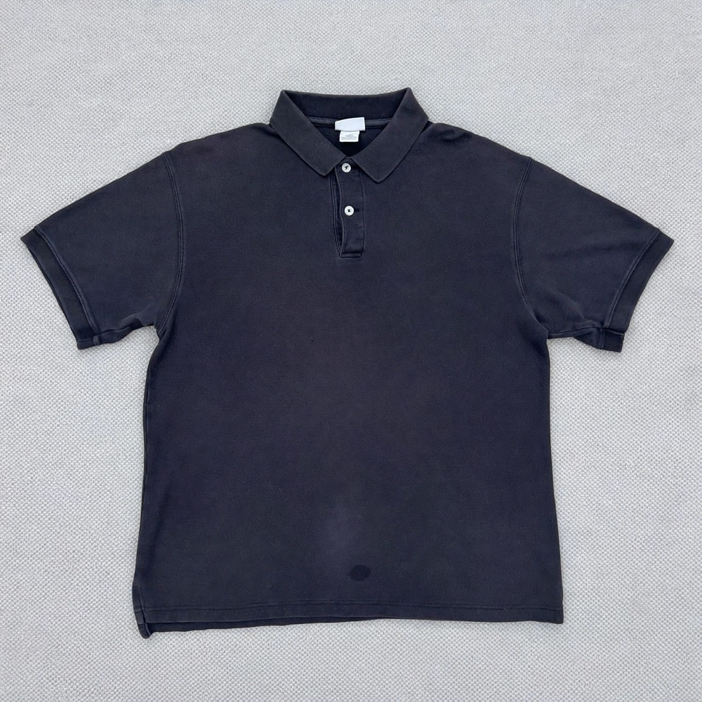 LL Bean Pique Polo Shirt Washed Black Mens M-REG